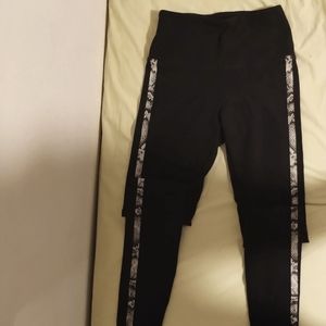 Pink Sport Black with Snack Strip Full Length Leggings
